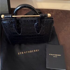 Strathberry Midnight Blue Croc Mini Bag